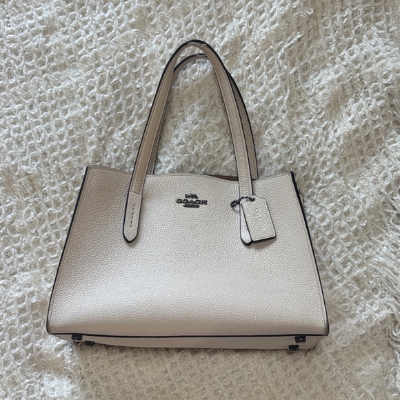 Coach Handbags - Gently used, clean Coach Charlie Carry All Cream Leather Tote